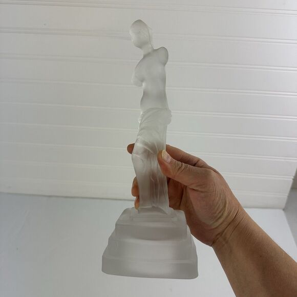 Frosted Satin Glass Aphrodite of Melos Statue Venus de Milo Bust Figurine 10" - Picture 7 of 10